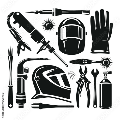 welding tools and equipment shilouette