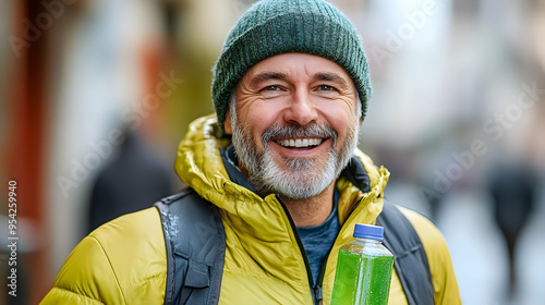 Smiling man with beard hold...