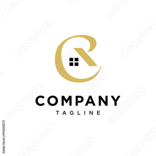 Letter R C Home Icon logo vector