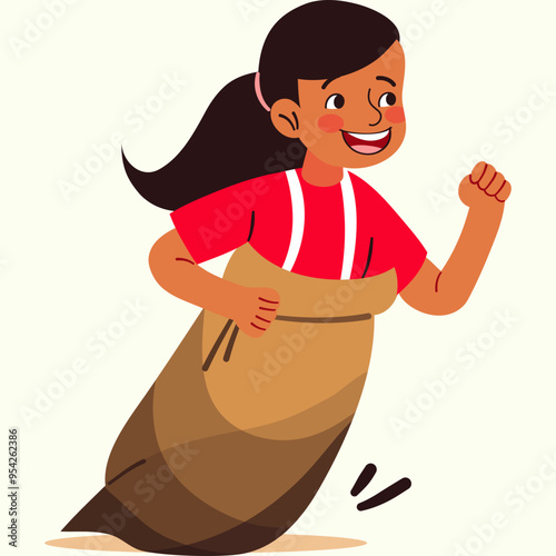 Sack race illustration or balap karung vector
