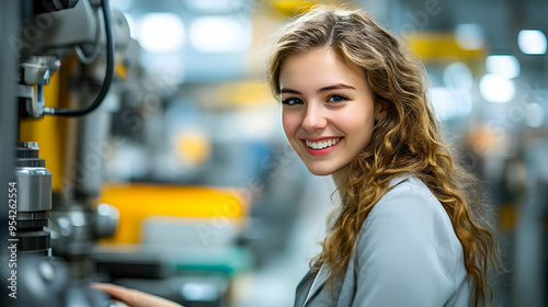 Smiling woman working with ...