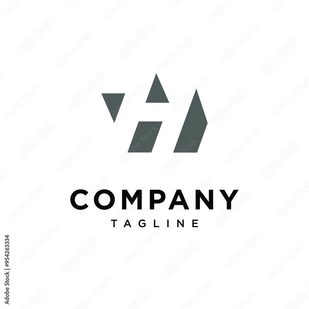 Letter W H negative space logo icon Letter W H negative space logo icon
