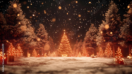 Snow-covered forest with a ...