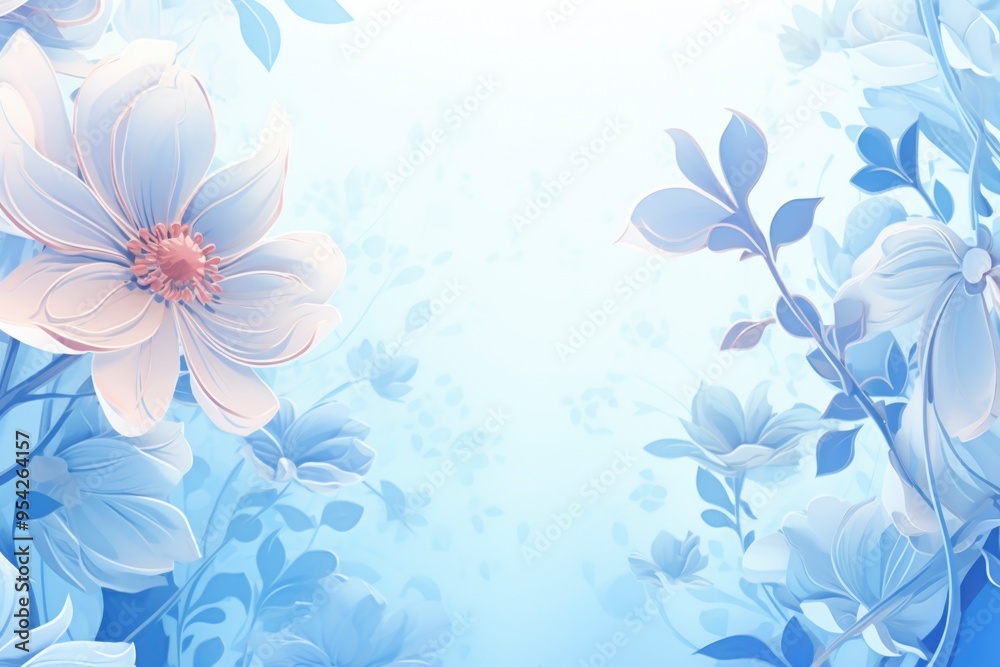 Blue background wallpaper with floral pattern