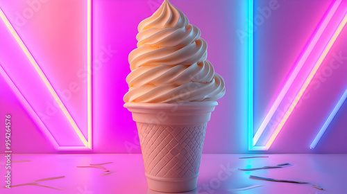 Soft serve ice cream cone w...