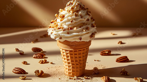 Soft serve ice cream cone w...