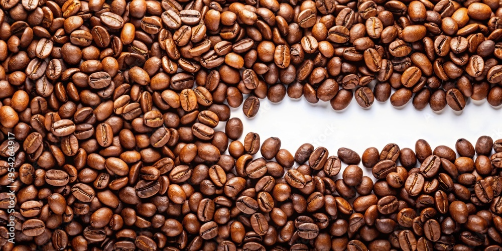 Fototapeta premium Background of coffee beans, coffee, beans, texture, background, espresso, roasted, caffeine, drink, brown, aromatic, beverage