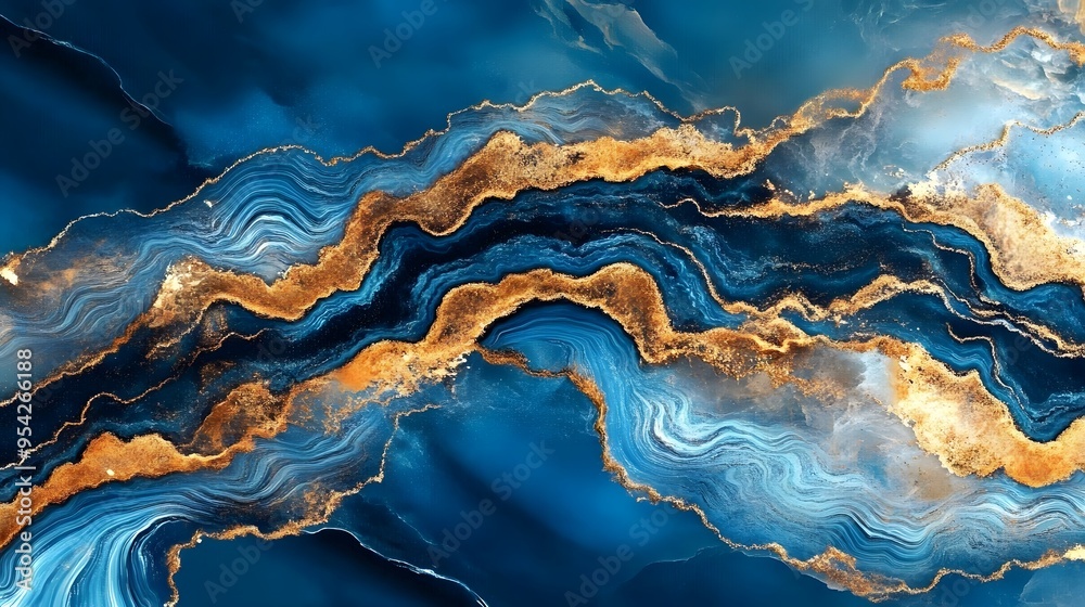 Blue Gold Marble Sea Background for Luxury Brand Promotion Blue Gold Marble Sea Background for Luxury Brand Promotion
