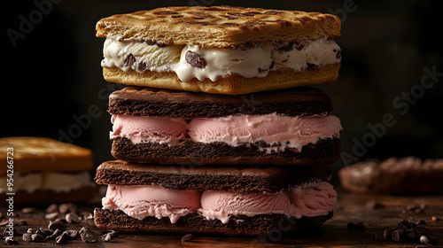 Stack of three ice cream sa...