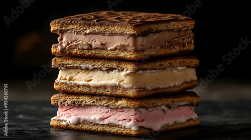 Stack of three ice cream sa...