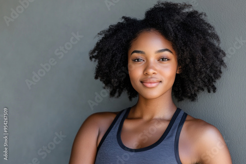 Afro fitness person woman exercising workout as healthy lifestyle