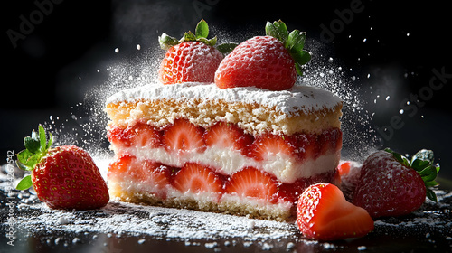 Strawberry cake with powder...
