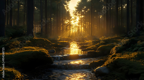 Sunbeams illuminate a strea...