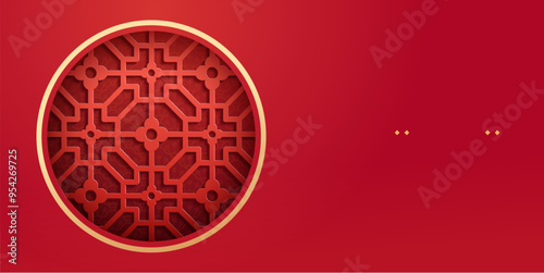 Chinese traditional window frame, New Year banner or poster design