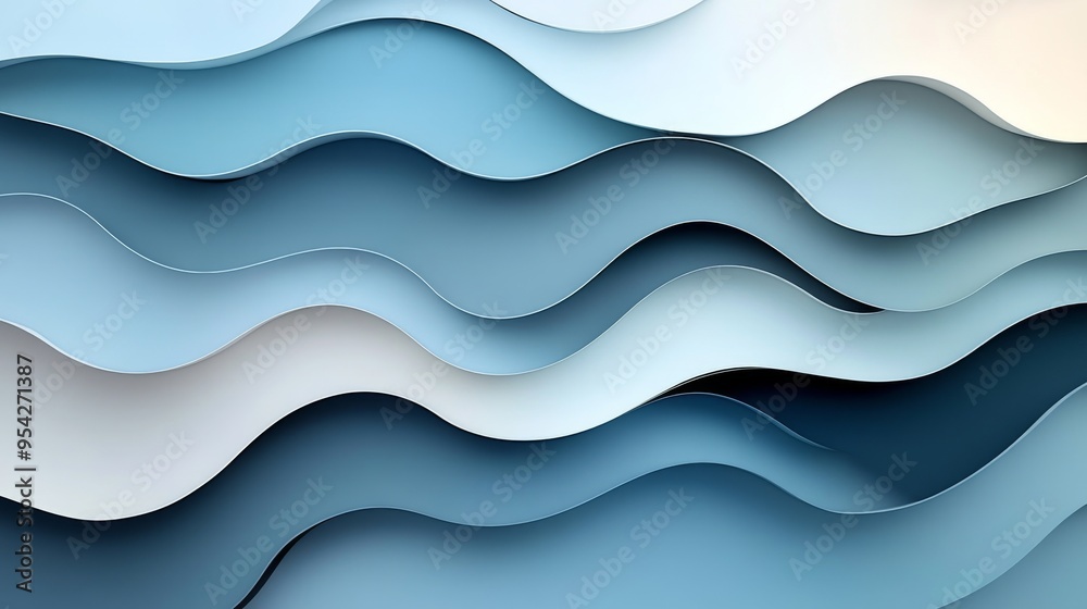 Abstract Blue and White Curved Paper Layers Abstract Blue and White Curved Paper Layers