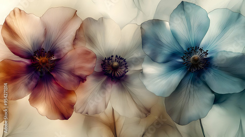 Three delicate flowers in s...