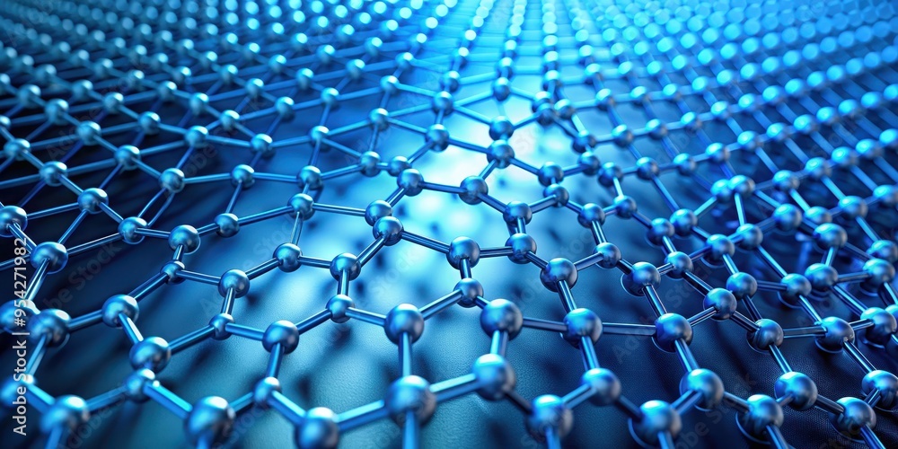 Fototapeta premium abstract blue graphene layer with intricate geometric patterns , graphene, abstract, blue, layer,technology, science