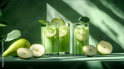 Three glasses of pear juice...