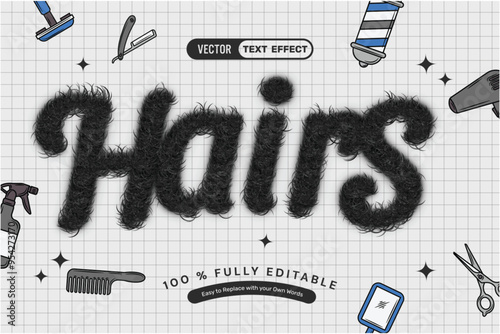Realistic Black Hairs Editable Text Effect