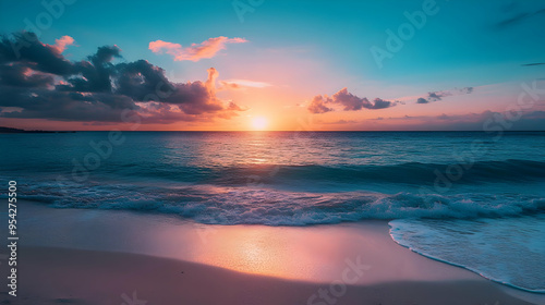 Tranquil Sunset Over Ocean ...