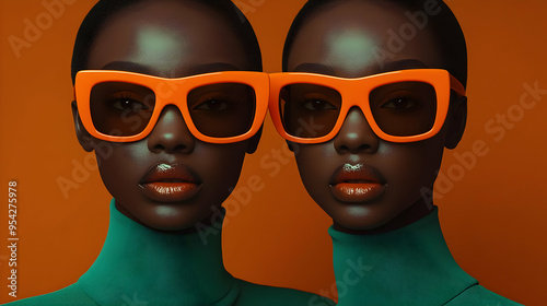 Two black women with orange...