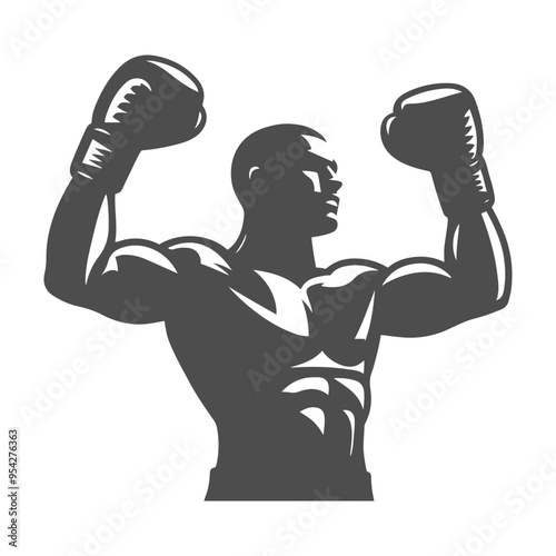 Boxer silhouette. Black Vector Icon on white background.