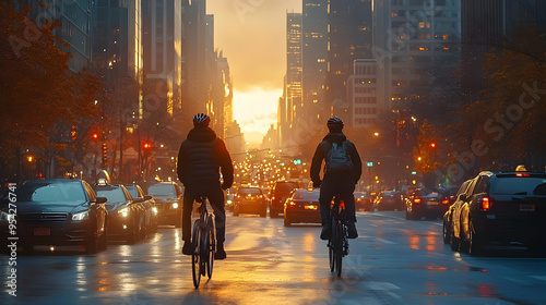 Two cyclists riding through...