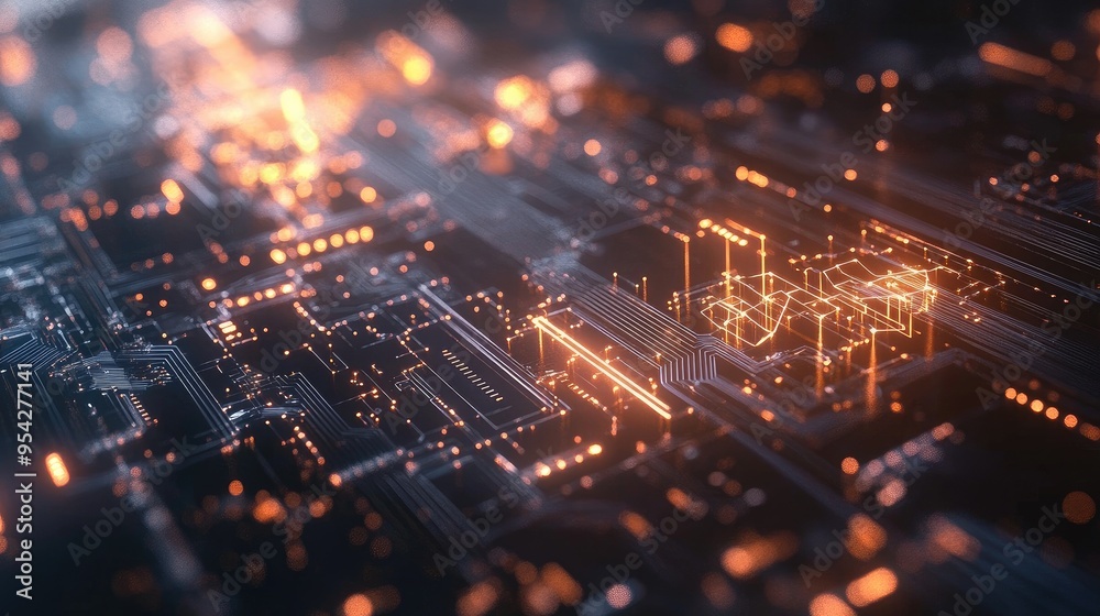 Abstract digital background featuring glowing symbols and circuits, symbolizing a global online community, no people Abstract digital background featuring glowing symbols and circuits, symbolizing a global online community, no people