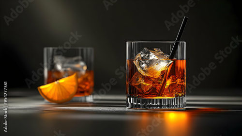 Two glasses of amber liquid...