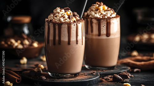 Two glasses of chocolate mi...