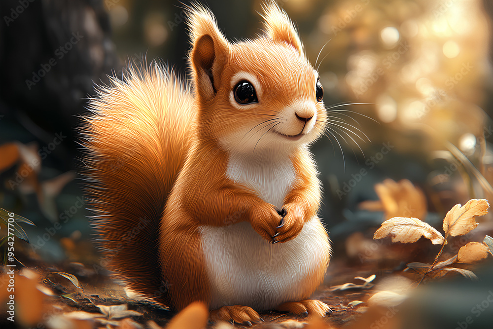 cute squirrel with nature background cute squirrel with nature background