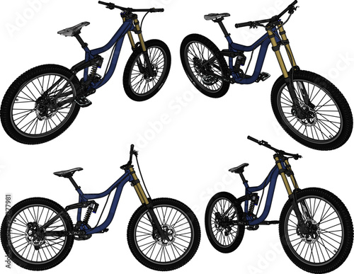 Vector sketch illustration silhouette design image of freestyle downhill racing bike for downhill mountain championship race