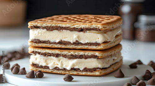 Two ice cream sandwiches wi...