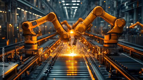 Two robotic arms welding me...