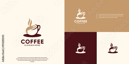 premium coffee shop, cream latte, espresso, logo graphic design.
