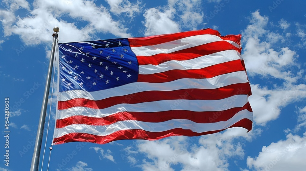 Memorial Day Tribute: American Flag Waving Proudly in the Wind Memorial Day Tribute: American Flag Waving Proudly in the Wind