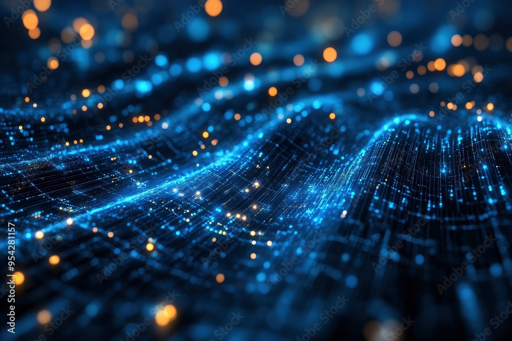 Abstract blue background data technology glowing lines , ai 
