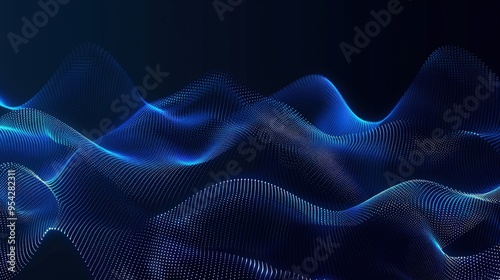 Abstract wave patterns in blue tones, representing digital or sound waves.