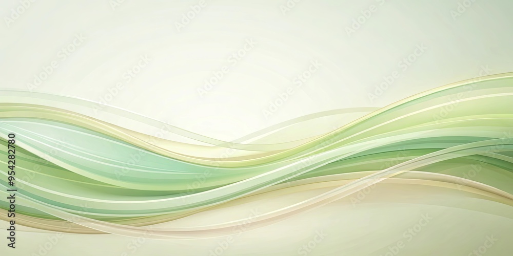 Abstract background with soft, wavy lines in pastel shades of green and beige Abstract background with soft, wavy lines in pastel shades of green and beige