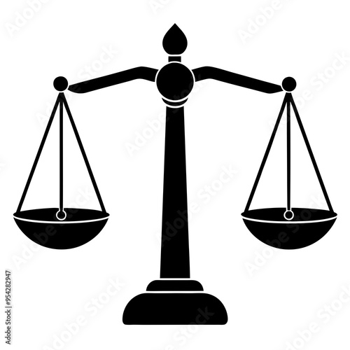 Enlarged Balance Scale in Courtroom Vector silhouette