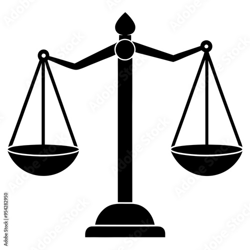 Enlarged Balance Scale in Courtroom Vector silhouette