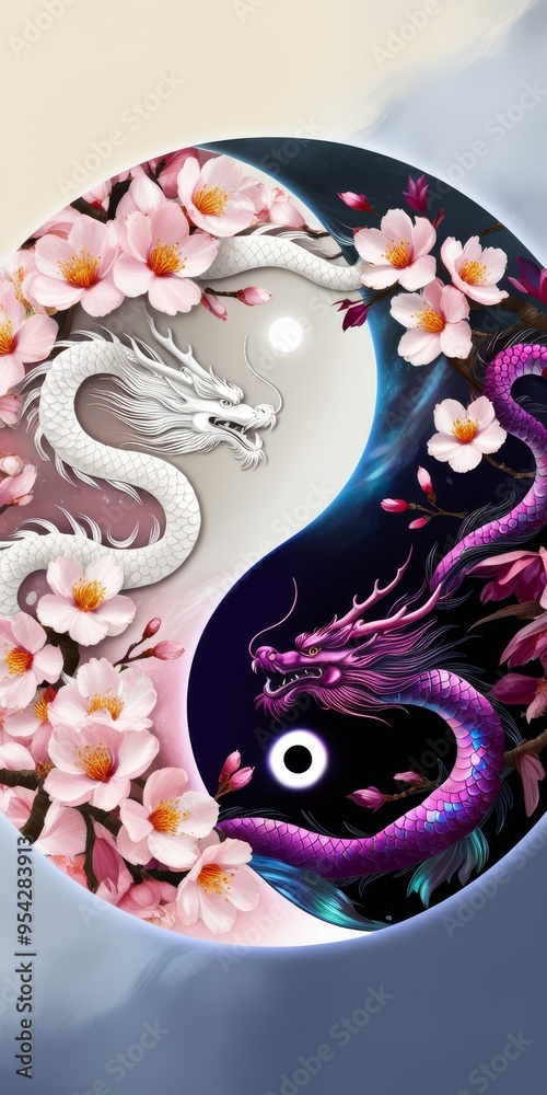 Fototapeta premium a dragon and a dragon are in the sky.