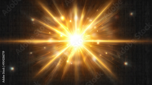 Golden Light Burst Abstract Background Bright Glowing Effect Rays Sun Star Sparkles Texture photo