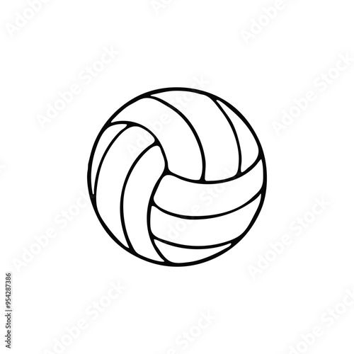 Volley Ball Flat Vector Line art