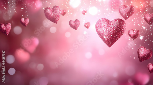 Sparkling Pink Hearts Valentine s Day Background