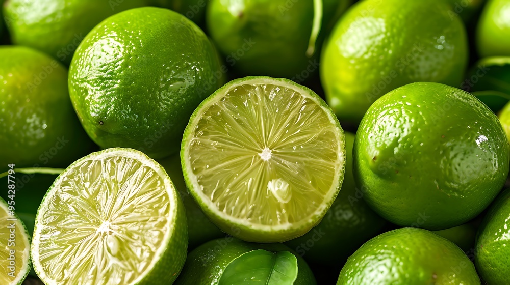 Full frame shot of limes from above. Full frame shot of limes from above.