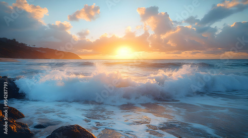Waves crashing on the shore...
