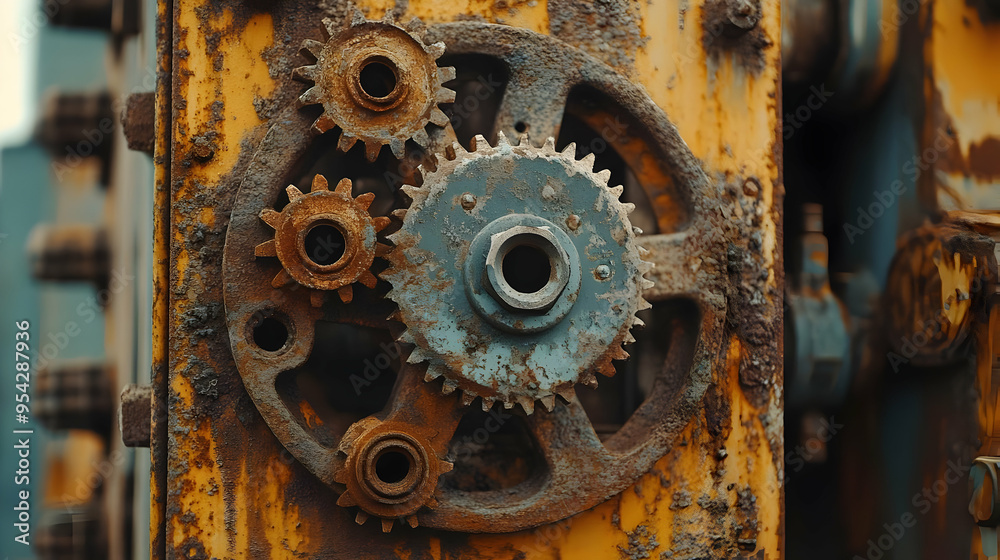 Rusty Gears and Cogs on Industrial Machinery Rusty Gears and Cogs on Industrial Machinery