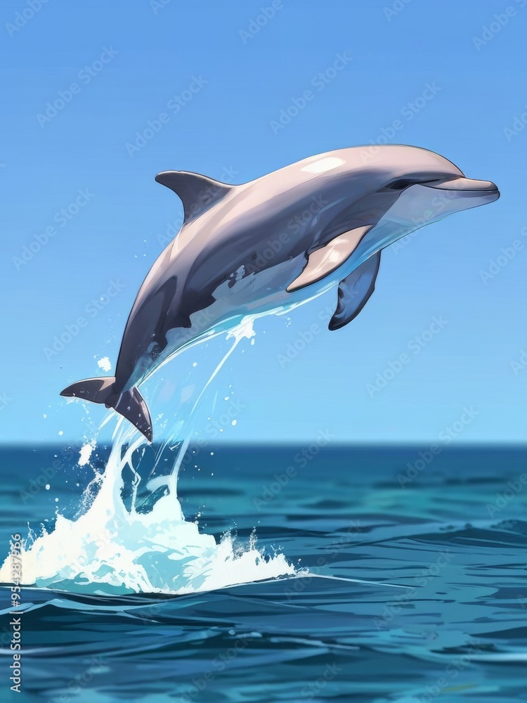 Fototapeta premium Dolphin Leaping Through the Turquoise Waves