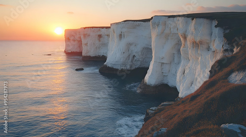 White cliffs rise dramatica...